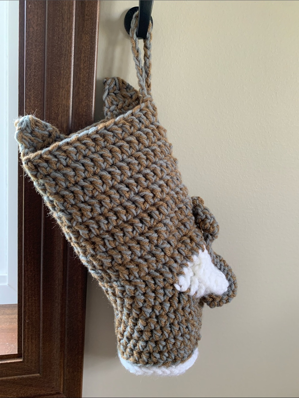 Handmade Gray & Tan Cat Stocking - Picture 2 of 4